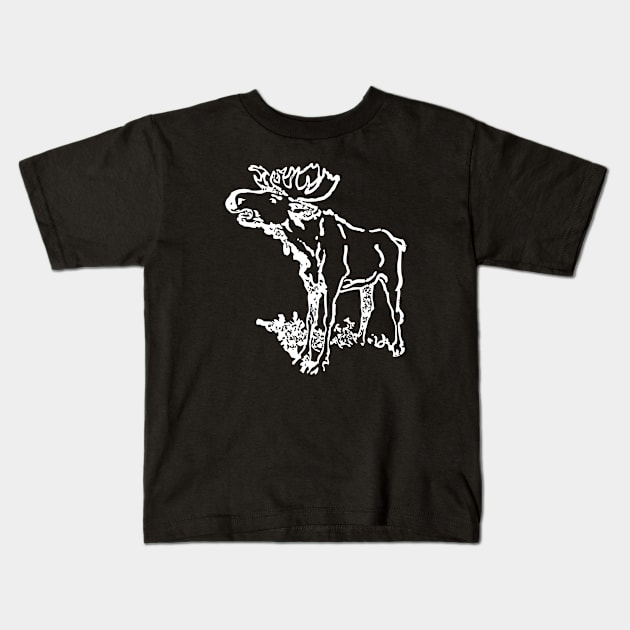 Moose - Vintage Hand drawn Kids T-Shirt by KC Happy Shop